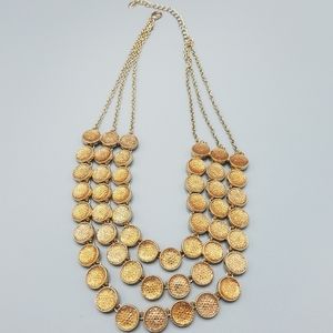 Shimmering Rhinestone Gold Tone Necklace